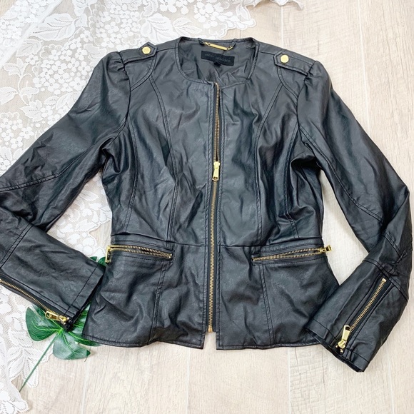 Steve Madden Jackets & Blazers - Steve Madden Leather Black Zip Moto Jacket Med